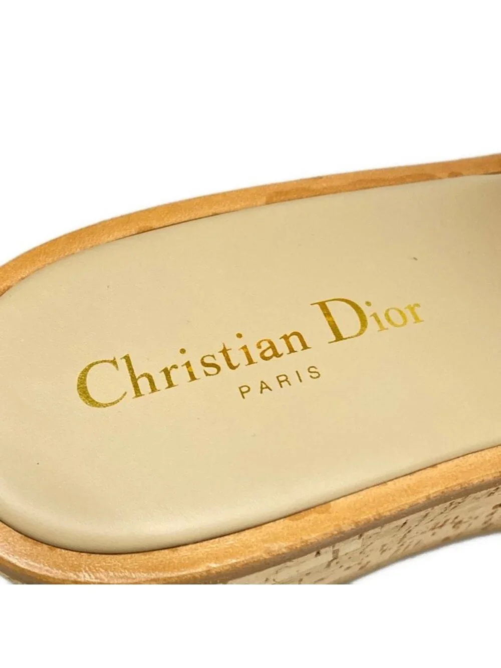 Dior Sandals 37 D Way Beige Wedge Sole Leather